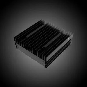 IceRiver AE0 60 Mh/s Aleo ASIC miner top view featuring passive aluminum heatsink cooling design