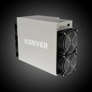 IceRiver AE3 2 Gh/s Aleo ASIC miner with dual front cooling fans and aluminum enclosure